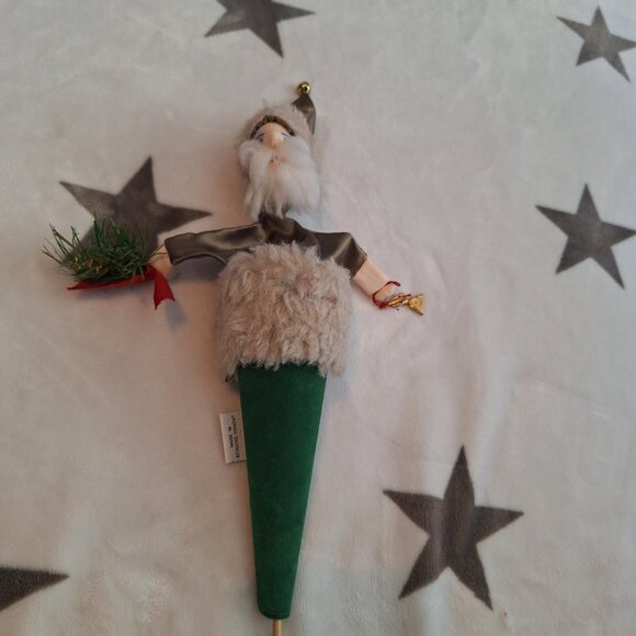 Fire Robin Christmas Cone Puppet Elf Santa Green Velvet Lobster 16" Vermont Made - Picture 2 of 12